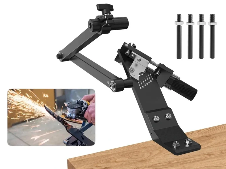 New Lawn Mower Blade Sharpener Clearance: Metal sharpening jig for angle grinders, designed for rotary lawn mower blades.