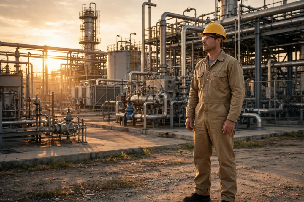 media generation what is fr clothing featured 0 15d6d18c f452 4e26 8a91 3ee4ebe0e35b Industrial worker wearing flame-resistant FR coveralls at a plant